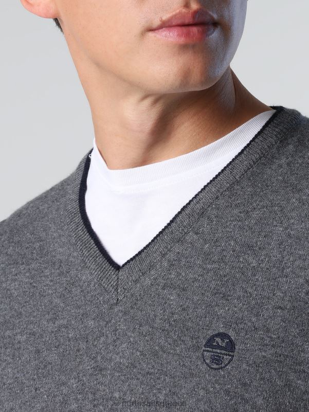 γρ North Sails άνδρες jumper με λαιμόκοψη μεσαίο γκρι μελανζέ NZP8809 είδη ένδυσης