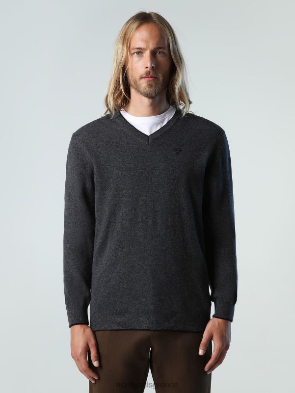 γρ North Sails άνδρες jumper με λαιμόκοψη σκούρο γκρι μελανζέ NZP8810 είδη ένδυσης