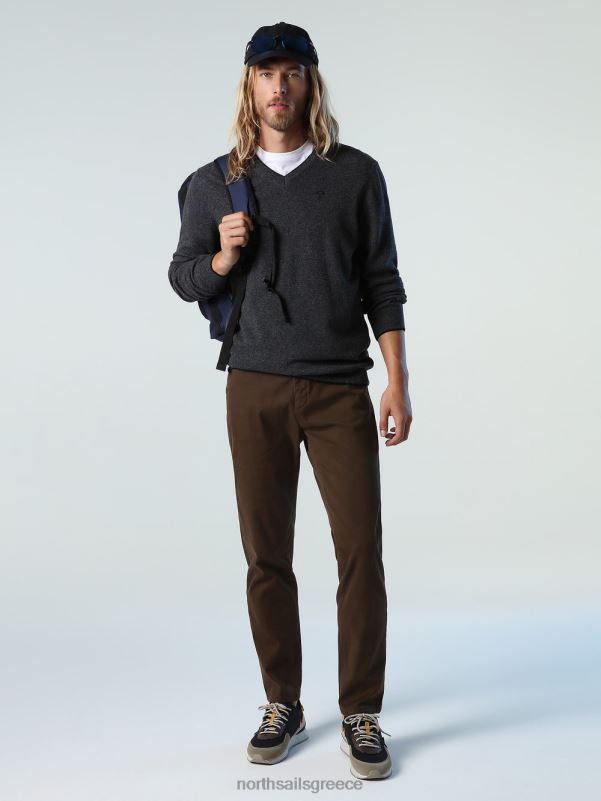 γρ North Sails άνδρες jumper με λαιμόκοψη σκούρο γκρι μελανζέ NZP8810 είδη ένδυσης
