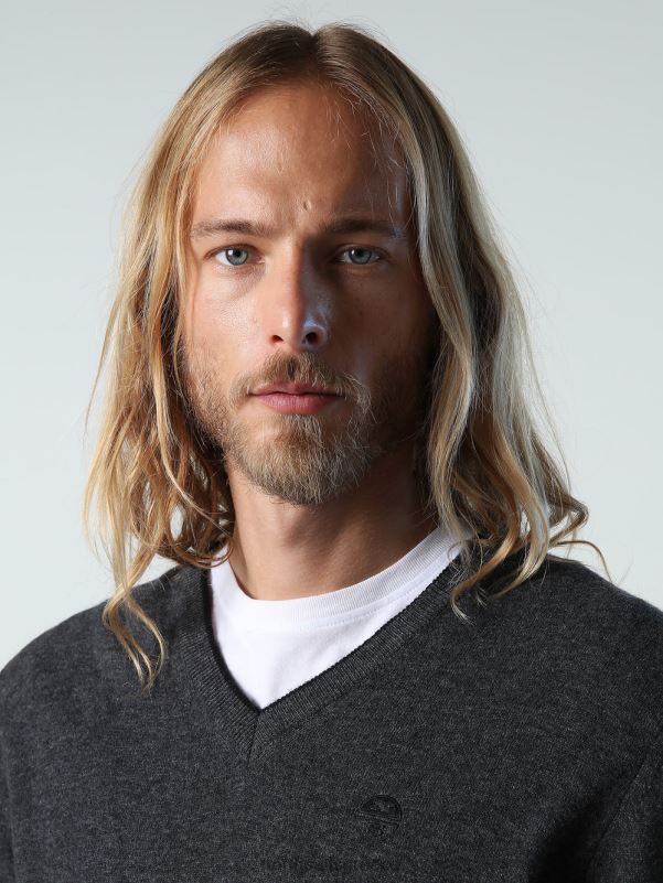 γρ North Sails άνδρες jumper με λαιμόκοψη σκούρο γκρι μελανζέ NZP8810 είδη ένδυσης