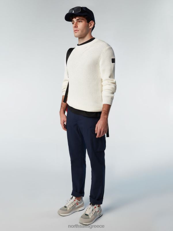 γρ North Sails άνδρες ραβδωτός λαιμός πληρώματος marshmallow NZP8247 είδη ένδυσης