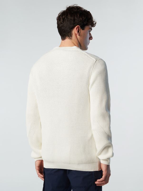 γρ North Sails άνδρες ραβδωτός λαιμός πληρώματος marshmallow NZP8247 είδη ένδυσης