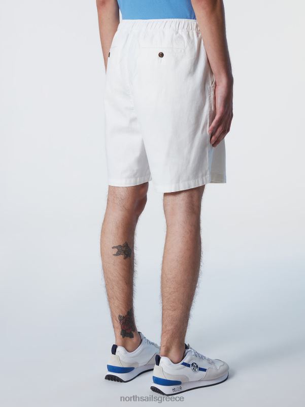 γρ North Sails άνδρες πλυμένο βαμβακερό λινό σορτς άσπρο NZP8327 είδη ένδυσης