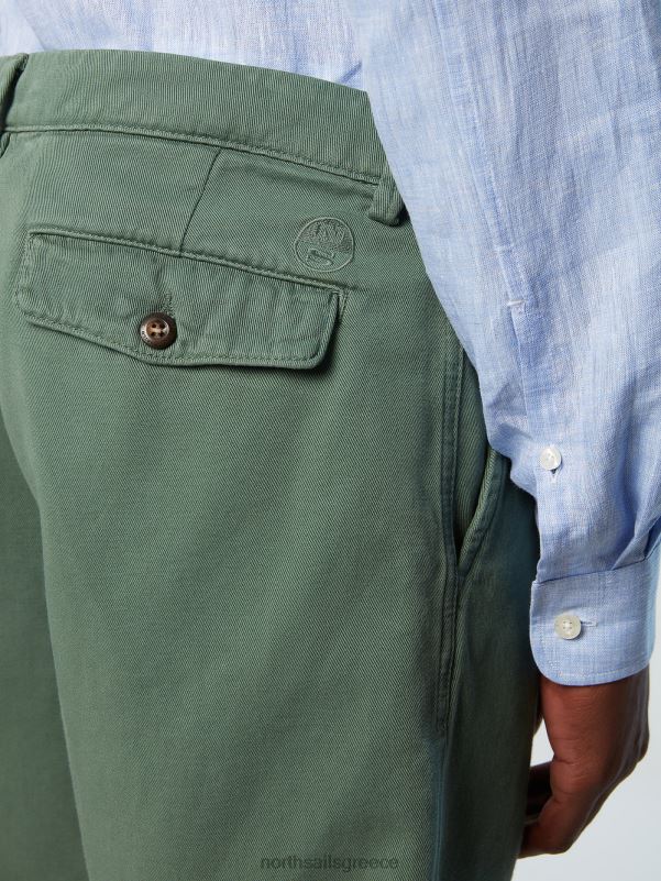 γρ North Sails άνδρες σορτς chino με πιέτες στρατιωτικό πράσινο NZP8367 είδη ένδυσης