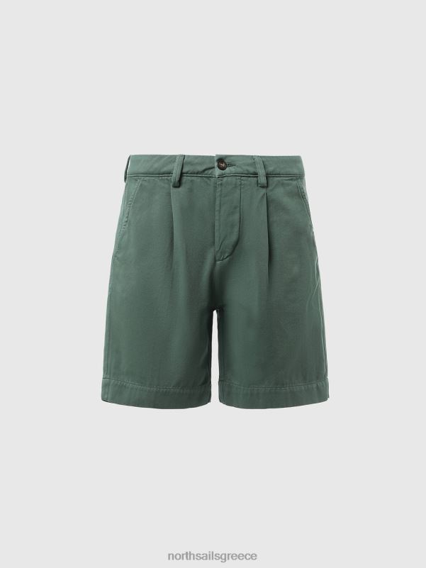 γρ North Sails άνδρες σορτς chino με πιέτες στρατιωτικό πράσινο NZP8367 είδη ένδυσης