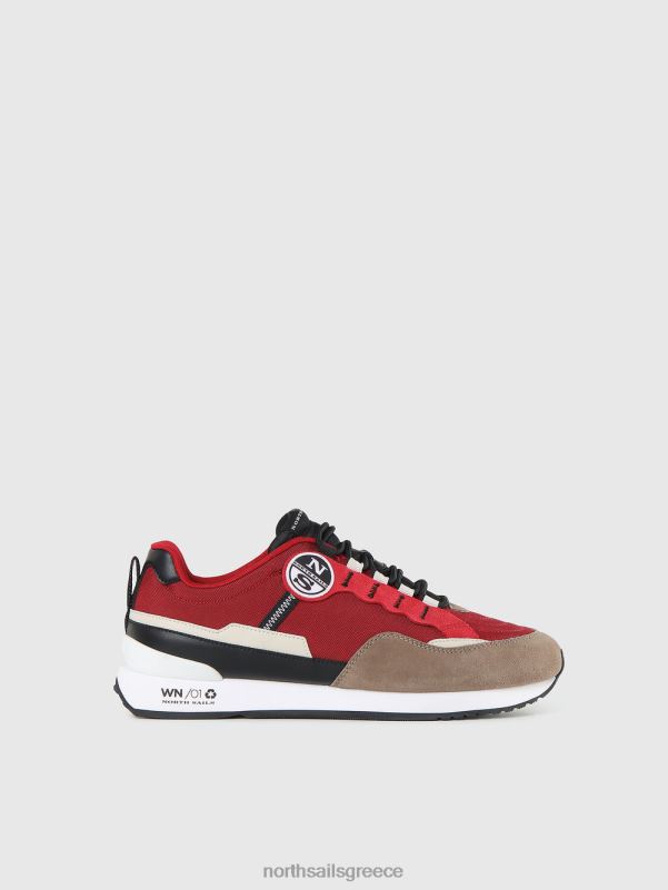 γρ North Sails άνδρες κοτσάρισμα καθαρά αθλητικά παπούτσια ΚΟΚΚΙΝΟ ΚΑΦΕ NZP8710 είδη υπόδησης