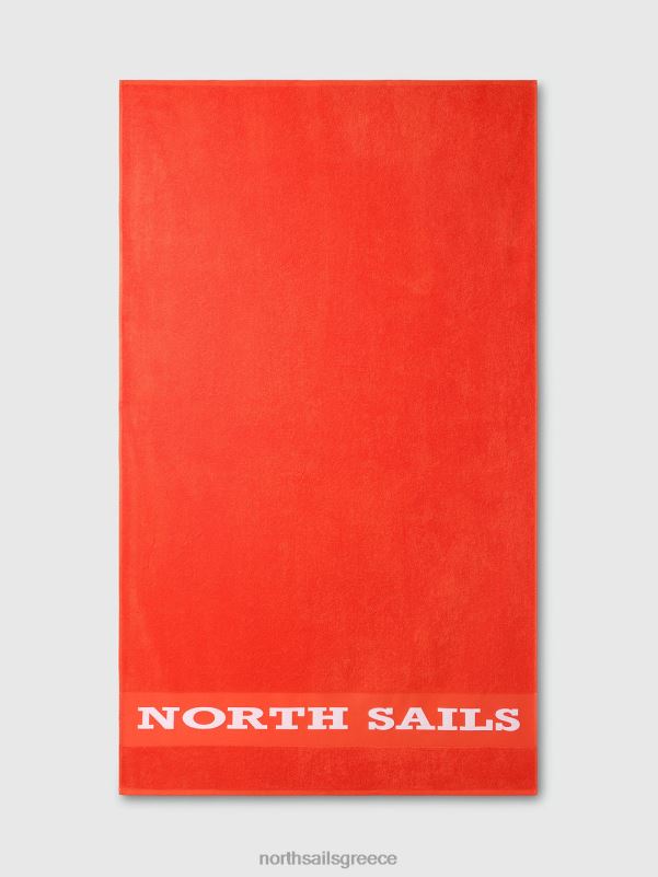 γρ North Sails άνδρες πετσέτα θαλάσσης με γράμματα έντονο πορτοκαλί NZP8401 ρούχα παραλίας